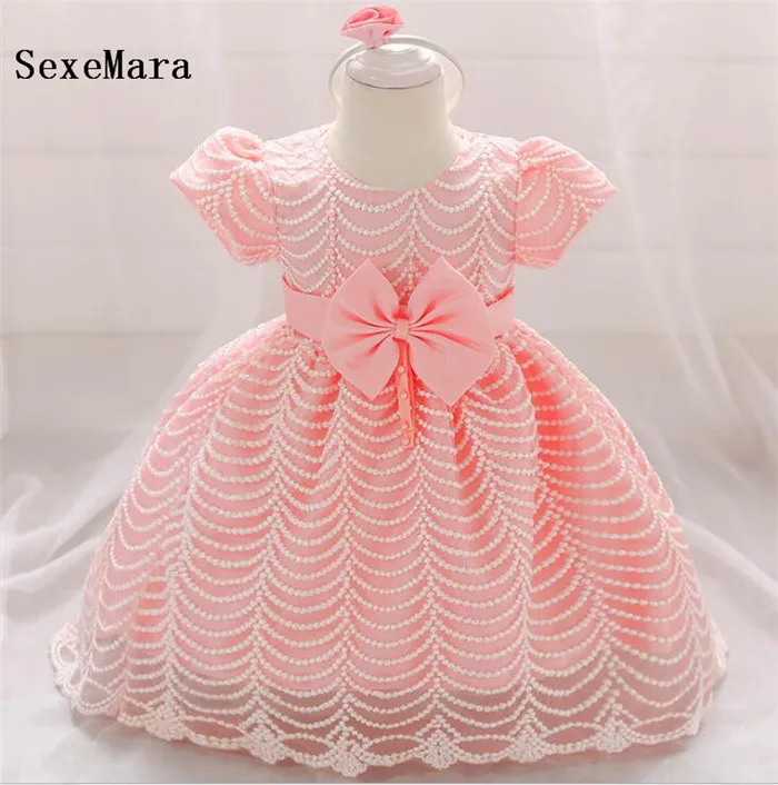 

High Quality In Stock Baby Girl Dress Glitz Baptism Dress for Girl Infant 1 Year Birthday Dress Baby Christening Dress