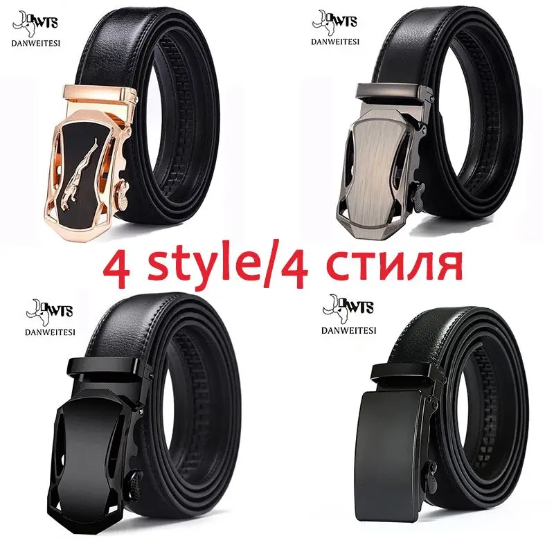 Mens Black Genuine Leather Belt Solid Business Formal Casual Auto