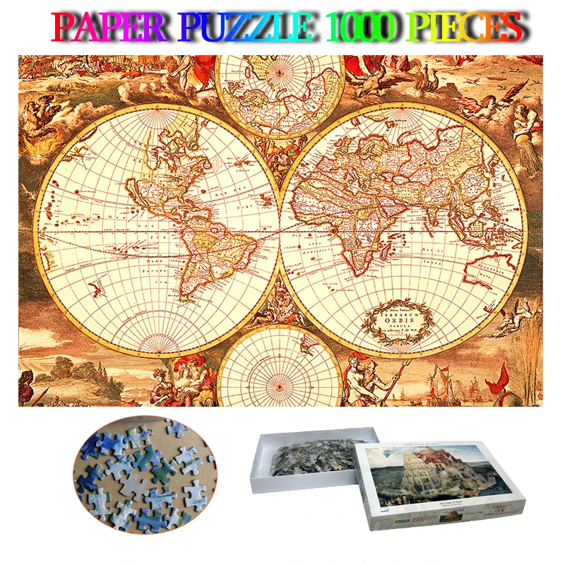 

Historical World Map Paper 1000 Pieces Jigsaw Puzzle Adults Paper Puzzle 1000 Pieces Brain Trainer Puzzle Kids Toys Home Decor
