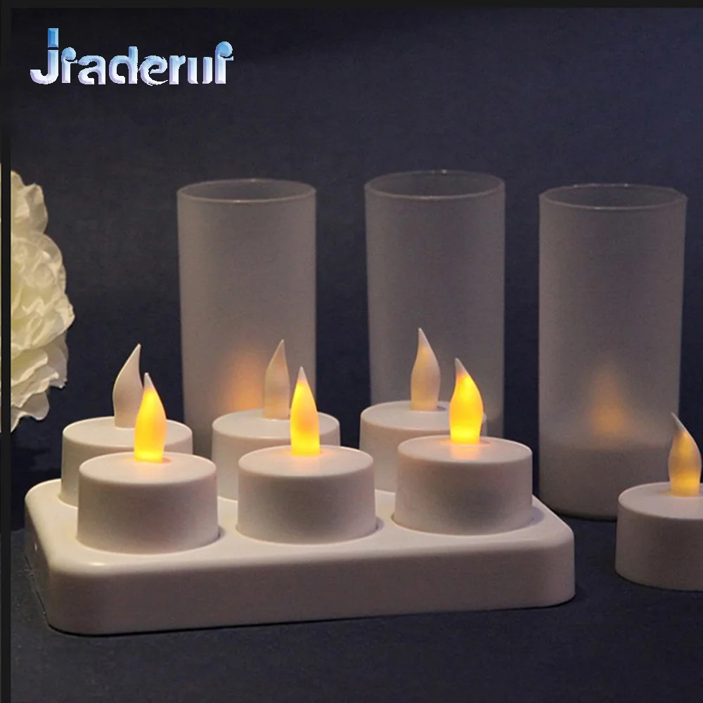 Jiaderui 6PSC LED Recharge Flameless New Year Tea Light Candle Set