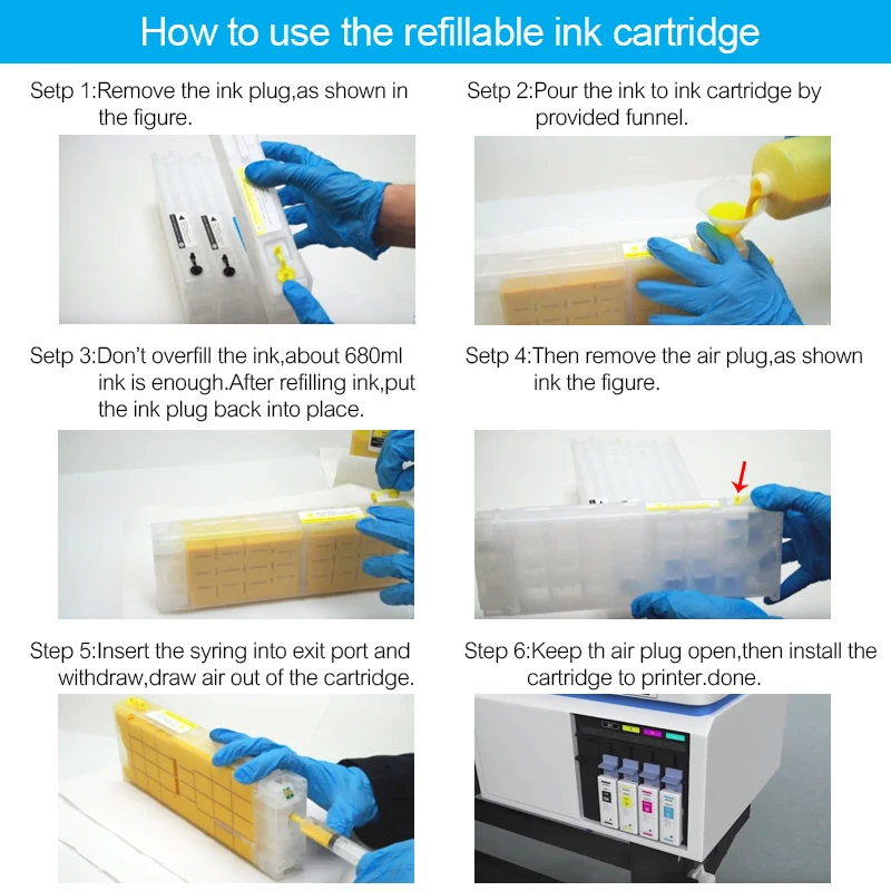 4 цвета/комплект картридж для принтера Epson SureColor S30670 S50670|ink cartridge|refillable ink cartridgesempty