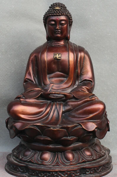 

bi003491 10" China Chinese Buddhism Pure Bronze Seat Shakyamuni Sakyamuni Buddha Statue