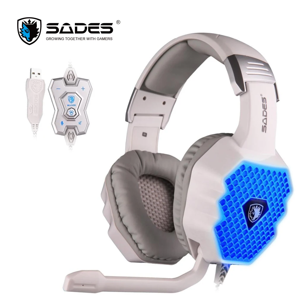 Sades A70 Новинка 2017 7.1 Virtual Surround Sound USB игровая гарнитура с микрофоном Управление