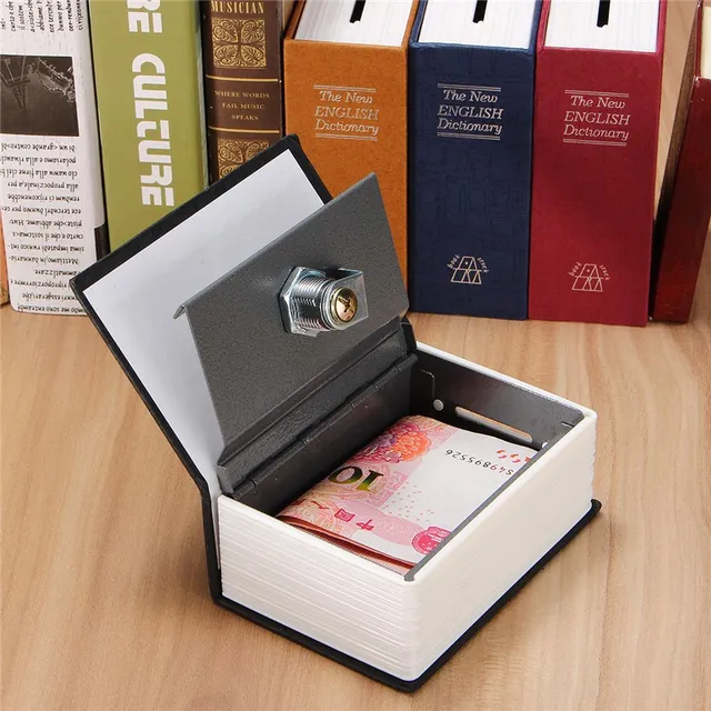 Small  Size Security Simulation Dictionary Book Case Home Cash Money Jewelry Locker Secret Safe Storage Box with Key Lock