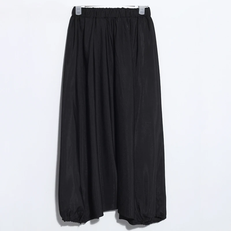 [EAM] черные свободные брюки с высокой эластичной талией для отдыха, новые свободные брюки, женские модные весенне-осенние брюки S6360