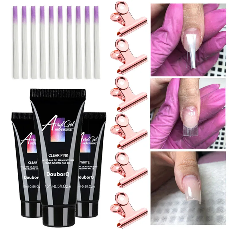 FiberGlass Nail Extension Fiberglass Gel Set with Rose Gold Clips Nail