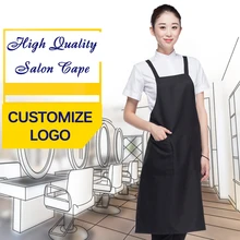 Профессиональный антистатический салон накидка Регулируемый черный фартук с нагрудником Униформа с карманами Парикмахерская мантия для стилистов и парикмахеров ткань UN818