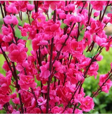 

New Peach Blossom Silk Flowers Artificial Peach Branches Christmas Ornament Bouquet Wedding Centerpieces Decorations Supplies
