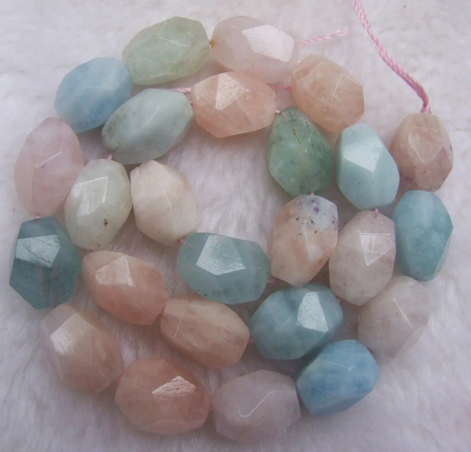 

11x15mm Natural Morganite Faceted Freeform Loose Beads 15.5"