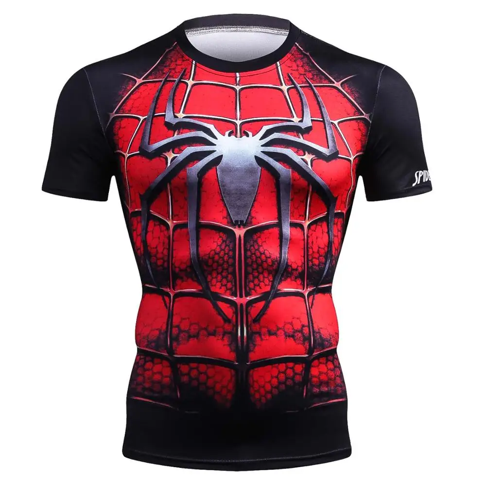 Футболки с 3D принтом Человека-паука, мужские компрессионные майки для фитнеса, топы супергероев, костюм с коротким рукавом, фитнес-футболки - Цвет: T53