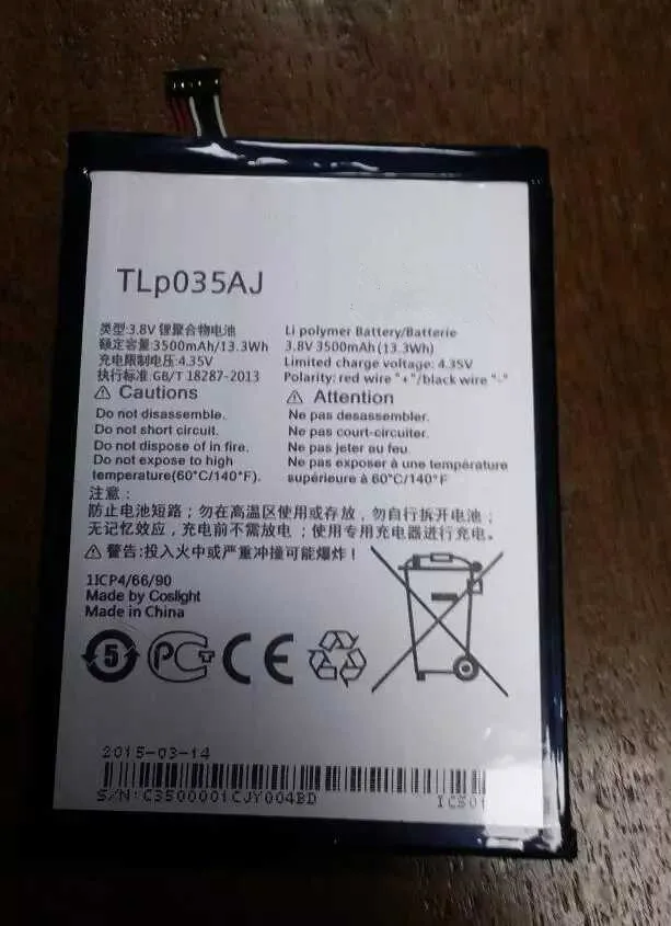 

High Quality TLp035AJ 3500mAh Battery for Alcatel One Touch M823 N1 MAX Cell phone