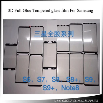

6pcs 3D Full Adhesive Tempered Glass Screen Protector For Samsung Note 9 8 S8 S9 Plus S7edge S6edge Full glue Protector Screen