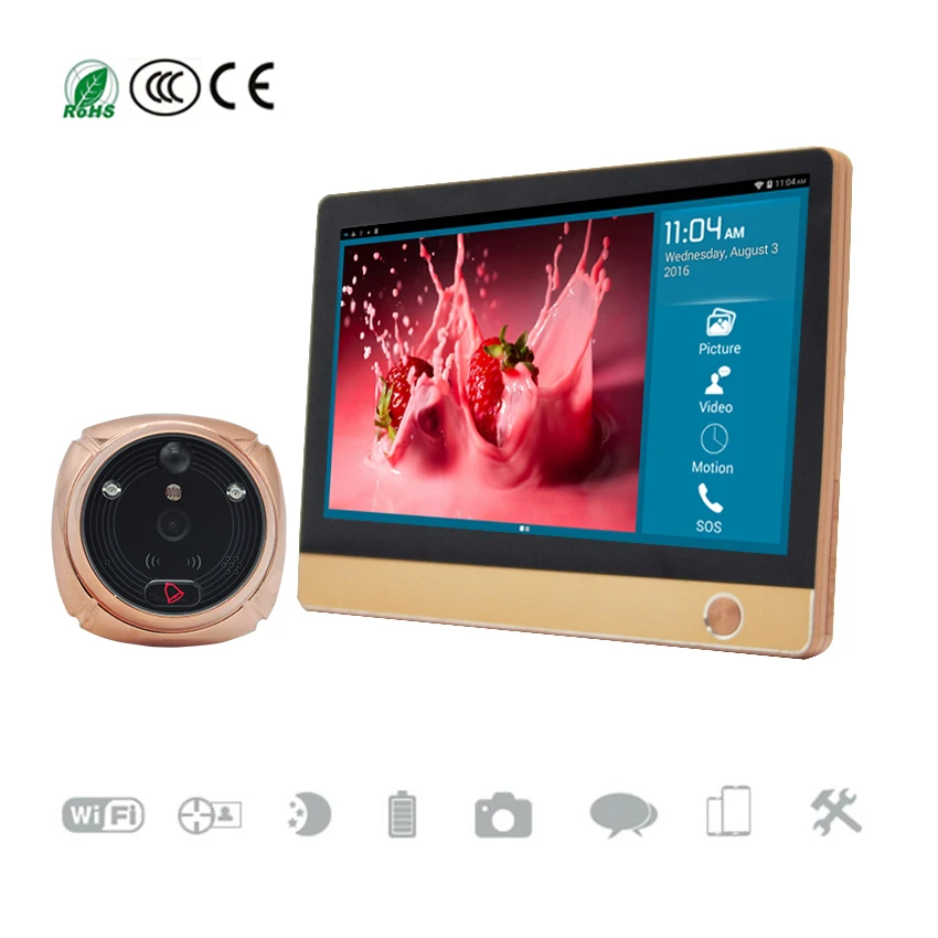 7 TFT Touch Screen WiFi Wireless Doorbell 1080P font b Door b font Viewer GSM GPRS