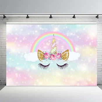 

MEHOFOTO Unicorn Happy Birthday Photography Backdrops Party Banner Decoration Photo Background Rainbow Baby Shower Backdrop