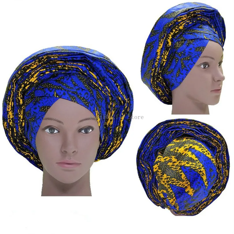 

2019 Traditiona African Ankara Auto Gele Headtie Already Made For Ladies Head Wrap Caps 1PC/pack