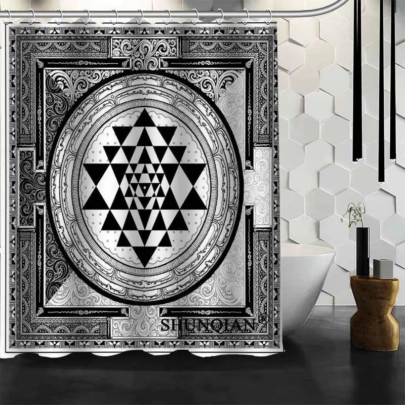 Шунцянь Sri Yantra занавеска для душа смешная занавеска для ванной комнаты Водонепроницаемый полиэстер ткань экологичный занавеска для ванной подарок - Цвет: 18