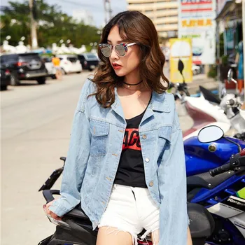 

La MaxZa Ladies' Outerwear 2018 Spring Autumn Short Back Applique Denim Jacket Women's Leisure And Loose Jackets Tops 203008