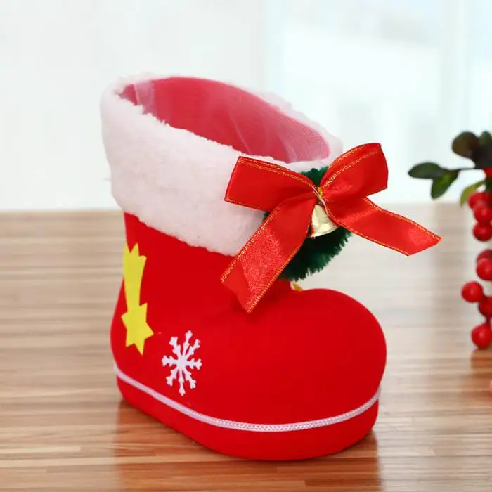 Экономичный Счастливого Рождества Сапожок Санты обувь подвесной, для конфет подарочные сумки украшения рождественской елки ds99