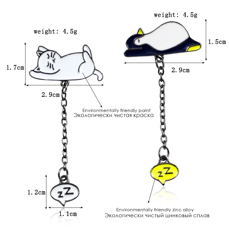Мультфильм животных Брошь Cat Пингвин свинья слоненок сна в облаках храп Zz эмаль контактный Ткань Рюкзак бейдж ребенок подарки