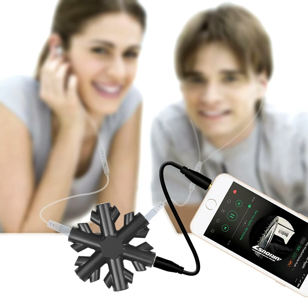 

6 Ports 3.5mm Audio Splitte Adapter 1 to 5 way Plug Stereo Headphone Sharing Devices for PC/MP3 Smartphone Player Audio Cables