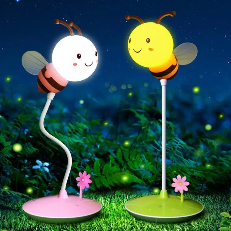 

Rechargeable USB Night Light Brightness Adjustable Cute Beef LED Touch Table Lamp For Children Room Battery Includes