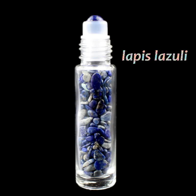10 шт. 12 шт. 10 мл натуральный драгоценный камень эфирные масла роликовые бутылки духи масла жидкости ролл на бутылки с кристаллами чипсы - Цвет: 10pcs lapis lazuli