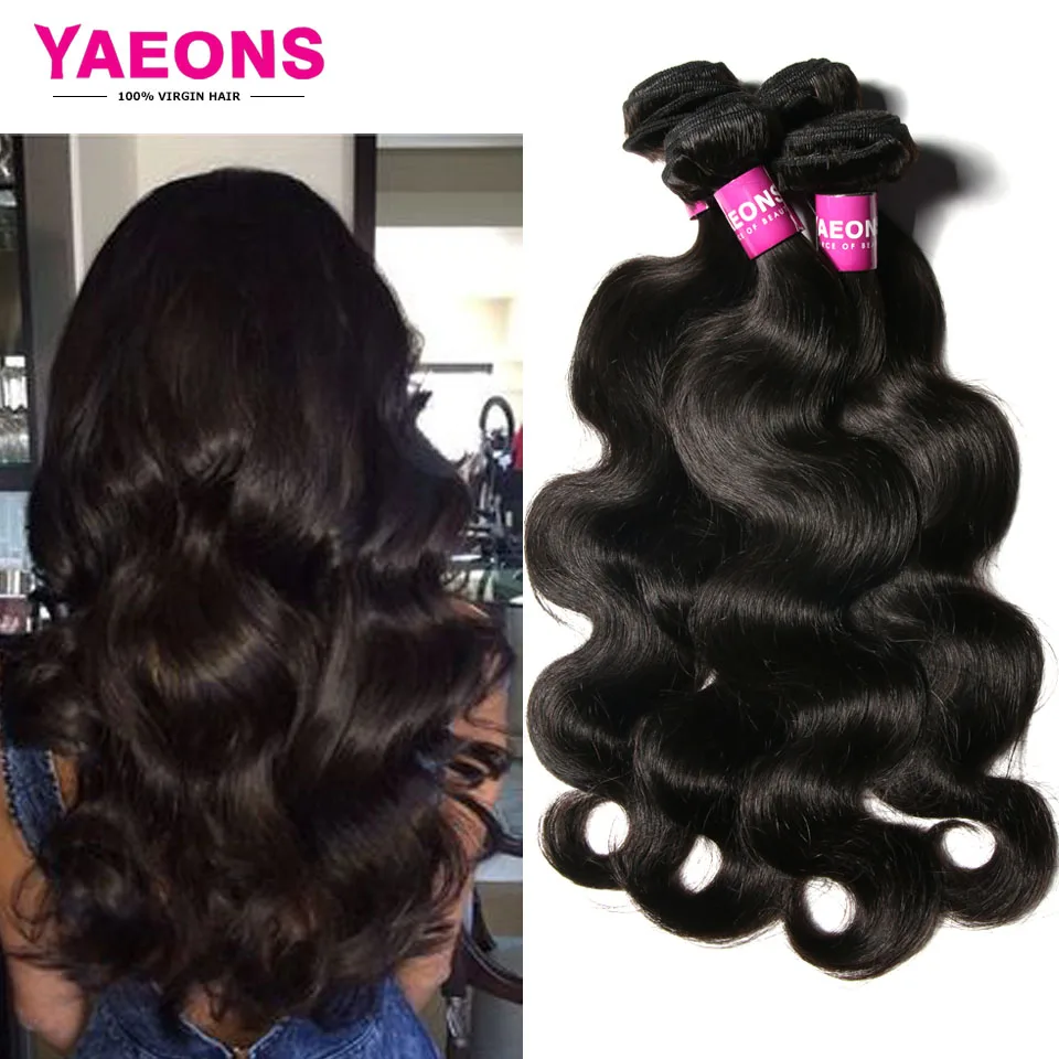 

7A Yaeons Hair Products Malaysian Body Wave Virgin Hair 4 Bundles Deals 100% Human Hair Malaysian Virgin Hair Body Wave #1b