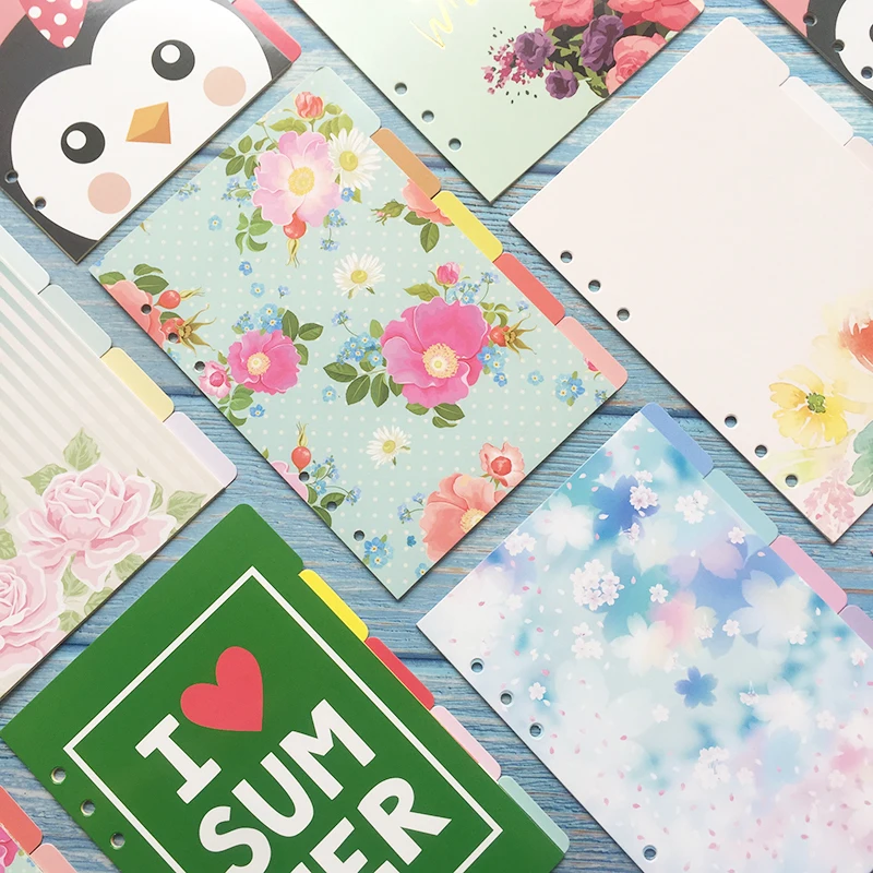 

5 Pcs A5 A6 Cherry Bloom Colorful Floral Craft Paper Scrapbook Separator Divider Pages for Photo Album Scrapbook Props