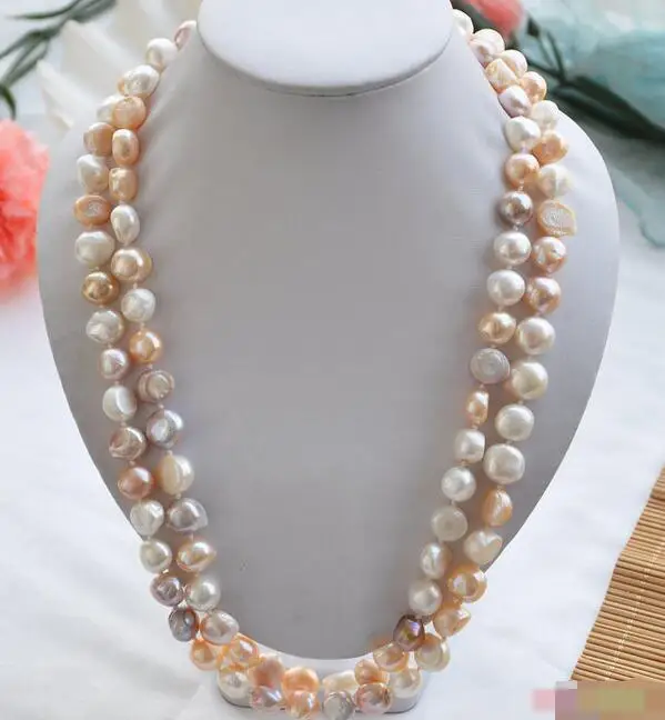 

3839 WHITE PINK LAVENDER BAROQUE freshwater pearl necklace