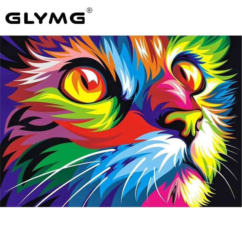 GLymg Diy Color Cat Rhinestones Diamond Painting Cross Stitch Full Square Drill Animal Series Paint With Diamonds Home Decor