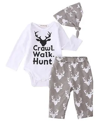 US Newborn Baby Boy Romper Clothes Top Pants Leggings Hat Coming Home Outfit Set