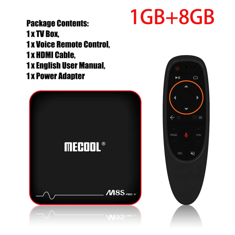 MECOOL M8S PRO W умные ТВ Box Android 7,1 Amlogic S905W 4 ядра, 2 Гб оперативной памяти, 16 Гб встроенной памяти, 1 ГБ 8 ГБ голос Управление 2,4G Wi-Fi 4K set top tv Box - Цвет: 1G 8G Voice Control