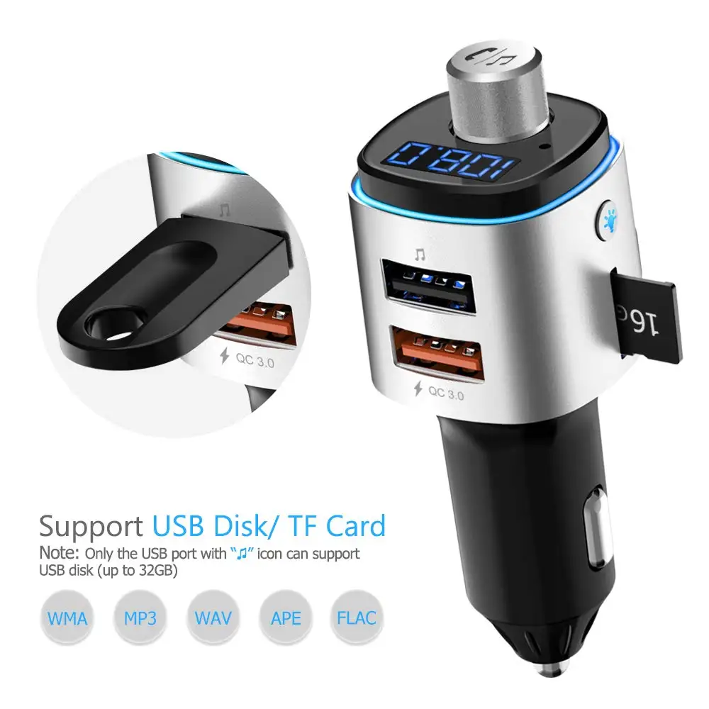 Nulaxy fm передатчик V4.2 Bluetooth беспроводной радио автомобильный bluetooth адаптер с QC3.0