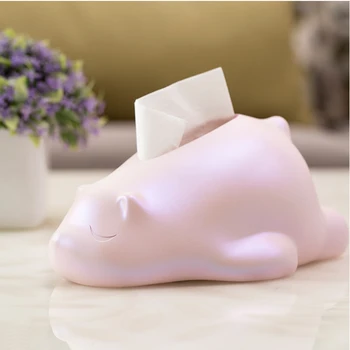 

Funny cute lazy polar bear resin decorative tissue box Literary cartoon bear office desk tissue box