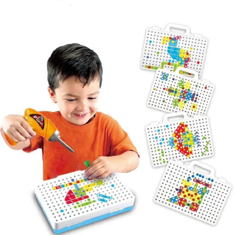 

Educational Puzzle DIY Building Toys for Kids Electric Drill Screws Assembled Pretend Play Creative Tool Kit Toy for Boys