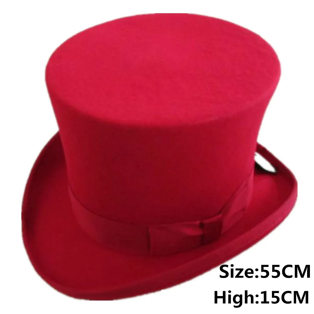 15 см(5,89 дюйма) красная шляпа в стиле стимпанк шерстяные мягкие шляпы топ шляпа викторианские мужские Millinery традиционные Волшебные шляпы волшебников - Цвет: Red 55CM