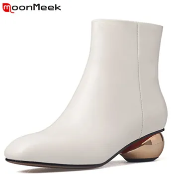 

MoonMeek fashion autumn winter women boots genuine leather boots classic elegant ankle boots