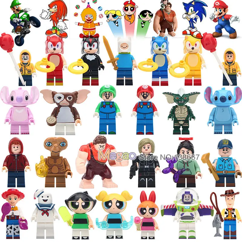 

Single Unicorn 17 Super Mario Girl Pennywise Wreck-It Ralph Gremlins Stitch ET Elliott Angie Building Blocks Toys