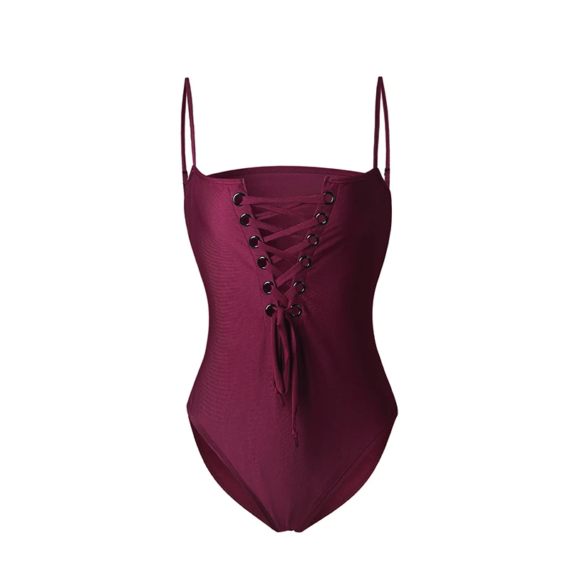 Bandage One Piece Hollow Out Swimsuit Set For Women Sexy Red Black Swimsuit Baths Bathing Suits Beach Wear Push Up Swimwear (8)