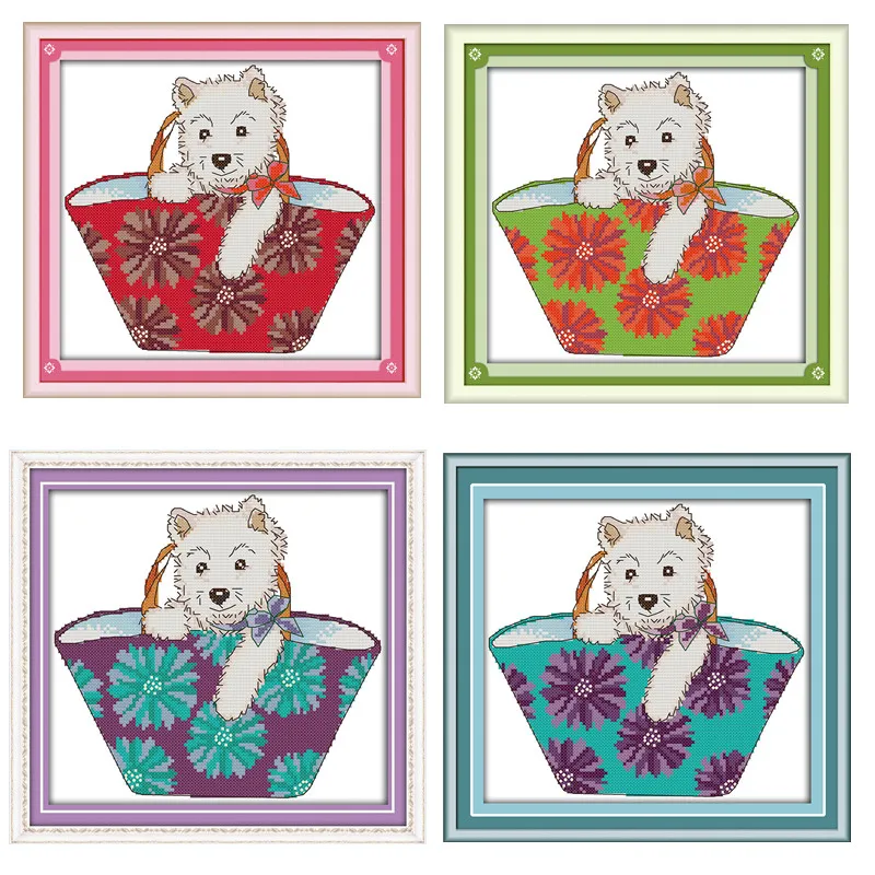 

Lovely Dogs Chinese Counted Cross Stitch Patterns Kits Embroidery Cross Sets 14CT 11CT Printed On Canvas Home Decor Cross-stitch