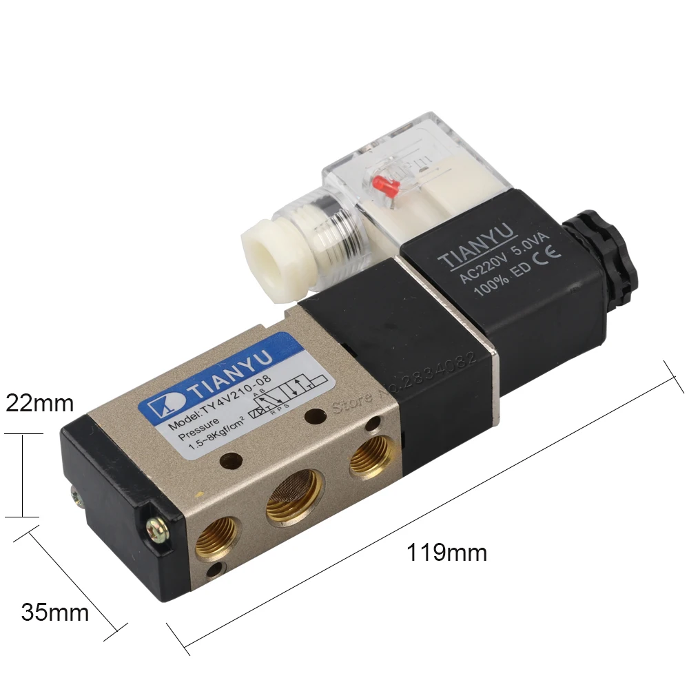 5 Way 2 Position Air Solenoid Valves 4V210 08 Pneumatic Control Valve