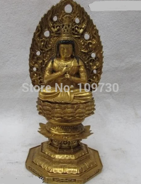 

001664 100% Bronze 24K Gold Gild Kwan-Yin Guan Yin Goddess Bodhisattva Buddha Statue