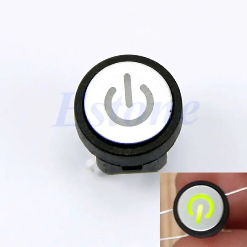 

1pcs Green LED Light Push Button Power Symbol Computer Case Switch Momentary Latching New