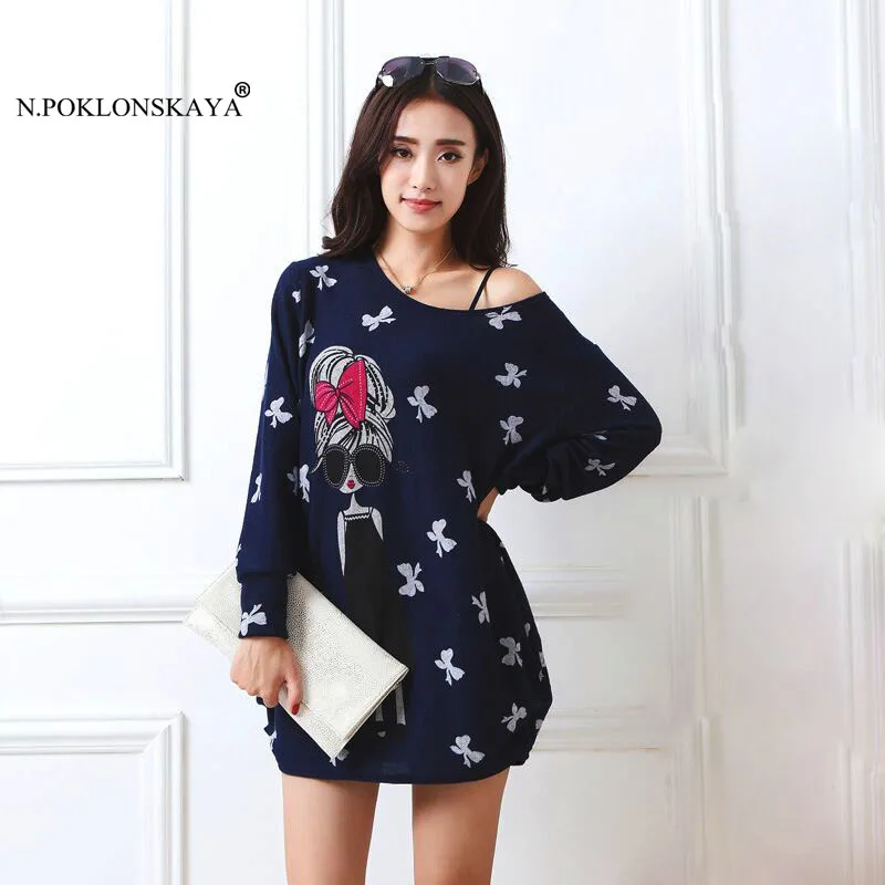

N.POKLONSKAYA Women Casual Shirt Dress Tee Warm Long Sleeve Printed Mini Autumn Dress Winter Female Soft Loose Fall Dresses 2017
