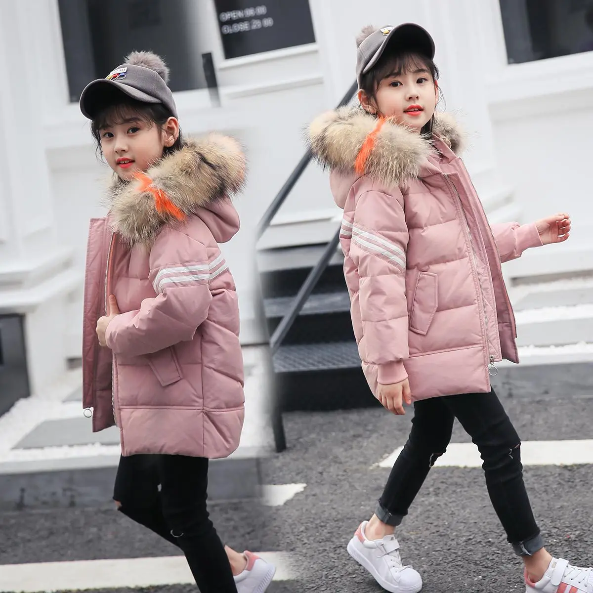 

Children's down jacket 2018 new girls' short winter white duck's thicker children's coat