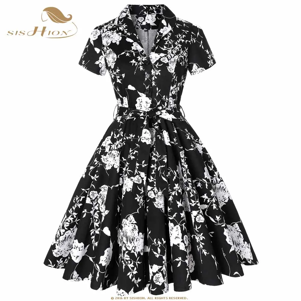 Short Sleeve Black Flowers Dress | Black Cotton Dress Flower - Cotton  Summer Dress - Aliexpress
