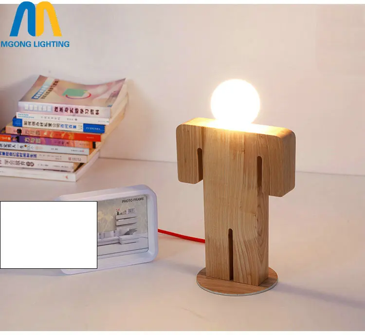 Деревянная настольная лампа для мальчиков и девочек E27 tafellamp lampe de chevet chambre