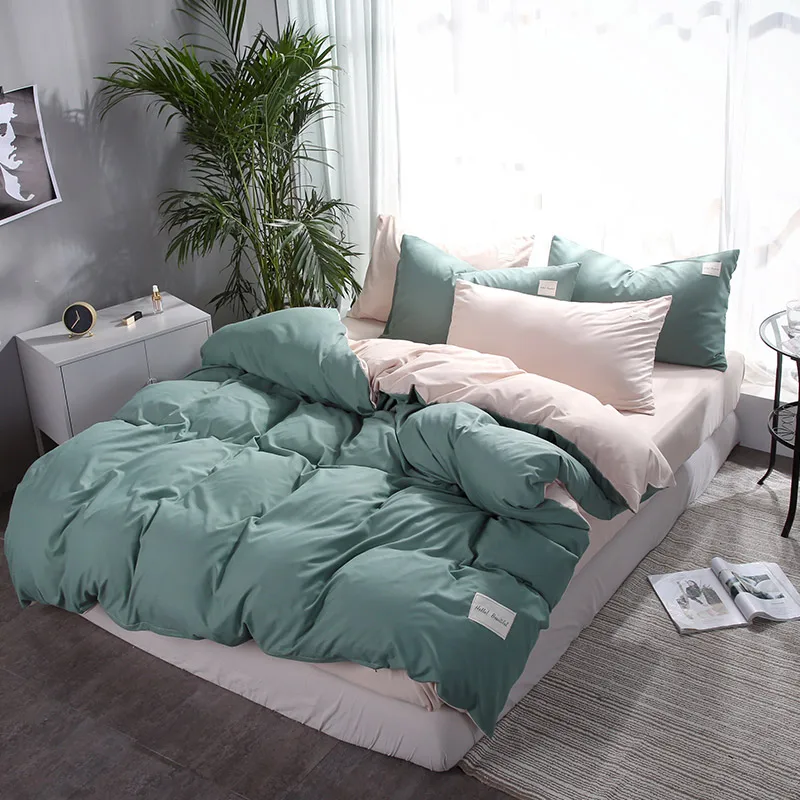 

bedding solid simple bedding set Modern duvet cover set king queen full twin bed linen brief bed flat sheet set flat 2019