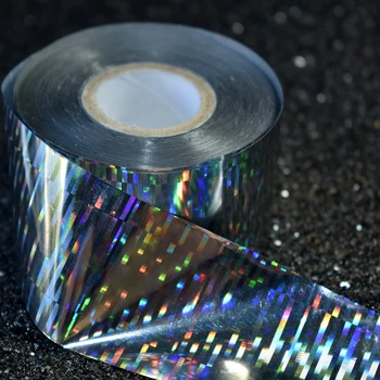 

1 lot=120 meters Nail Foil Holographic Silver Grids Nail Art DIY Glue Transfer Sticker Foil Wholesale Sell by large Roll