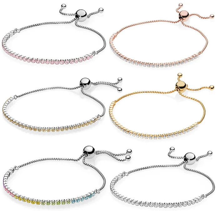 

S Y Fashion Charm 100% Sterling Silver Original Pan 1:1 High Quality Have Logo Adjustable Bracelets Women Jewelry Free Mail
